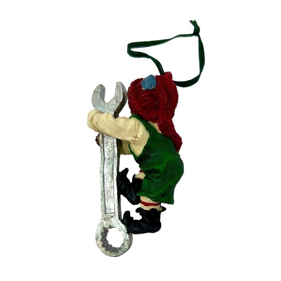 Boyd's Bear Dressed in Cream & Green Elf Outfit with Red Santa  Holding a Wrench - Picture 2 of 5